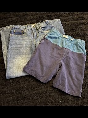 Tommy Bahama Navy and Teal Pull-On Kids Shorts Weatherproof Vintage Denim Jeans